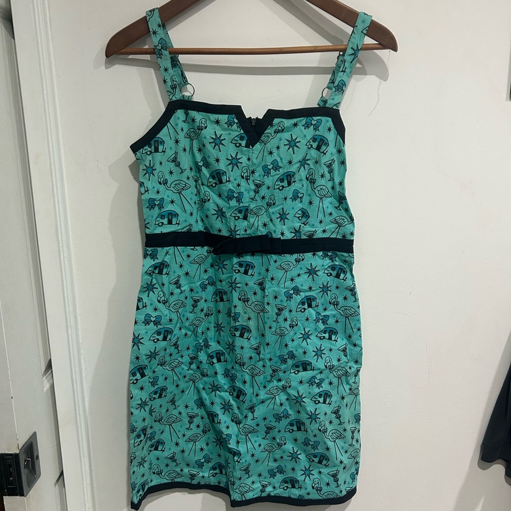 Sourpuss Green Black Mini Sundress Sweetheart Neckline